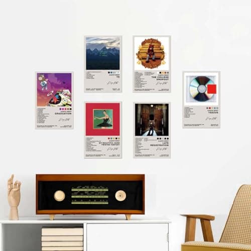 TUOCYERD Kanye West Poster Set of 6 Album Cover Posters Music Posters for Room Aesthetic Music Album Wall Art for Teens Room Decor 8x12inch Unframed