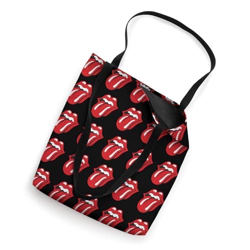 Official Rolling Stones Classic Repeat Tongue Black Tote Bag 16 inches