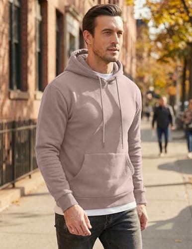 JMIERR Men's Sweatshirt Mens Fall Vintage Drawstring Hoodies Sweatshirts for Men Long Sleeve Hooded Pullover with Pockets Collar Fleece Casual Basic Simple Winter Shirts Sweater Pink