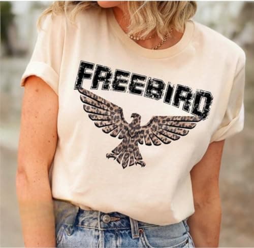 Women Vintage Rock Band Shirts Country Music Shirts Graphic Tees Concert Outfit Short Sleeve Tops(M,Beige-2)