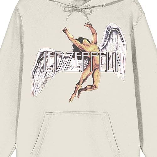 Bioworld Led Zeppelin Falling Icarus & Logo Long Sleeve Sand Adult Hooded Sweatshirt-3XL