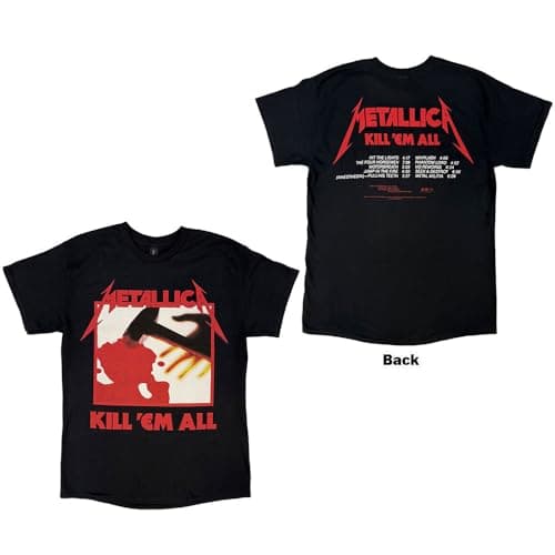 Metallica T Shirt Kill Em All Tracks Band Logo Official Mens Black Size L