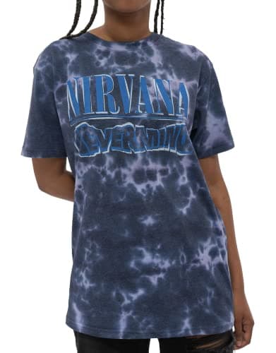 Nirvana Men's Nevermind Wavy Logo (Dip-Dye) Tie Dye T-Shirt Medium Purple
