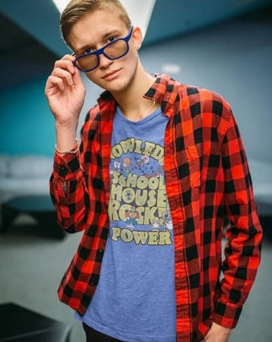 Ripple Junction Schoolhouse Rock Men's Short Sleeve T-Shirt Knowledge is Power Classic Retro Vintage Nostalgia HEA. Lt. Blue