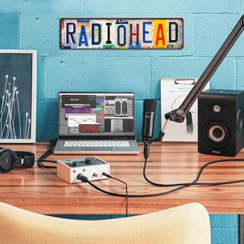 Vintage Wall Decoration Radiohead Merch,Country Band Street Sign Bar Metal tin Sign Album Poster,16x4 inches,Suitable for Music Grunge Rooms, Bedroom Retro Music Walls, Emo Room Decor, or Christmas and Birthday Gifts