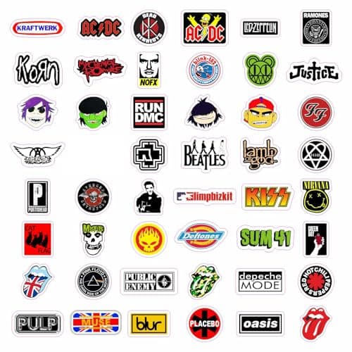 BulbaCraft Classic Rock Stickers — 60s 70s 80s 90s Rock Band Stickers for Water Bottle & Laptop, Metal Band Decals, Gifts for Women & Men