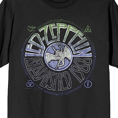 Led Zeppelin Established 1968 Vintage Crew Neck Short Sleeve Men's Black T-Shirt-XL