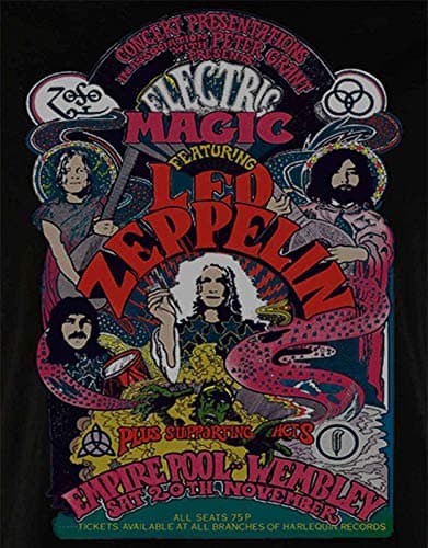 Led Zeppelin mens Full Colour Electric Magic T-Shirt, Black, Medium