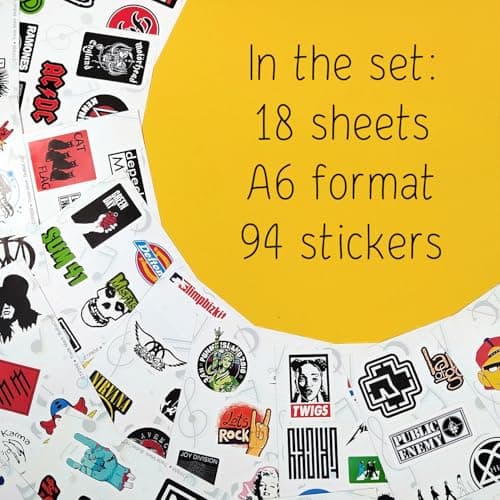 BulbaCraft Classic Rock Stickers — 60s 70s 80s 90s Rock Band Stickers for Water Bottle & Laptop, Metal Band Decals, Gifts for Women & Men