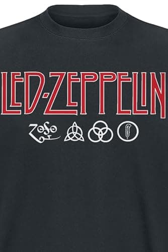 Led Zeppelin Men's Logo & Symbols Slim Fit T-Shirt Large Black